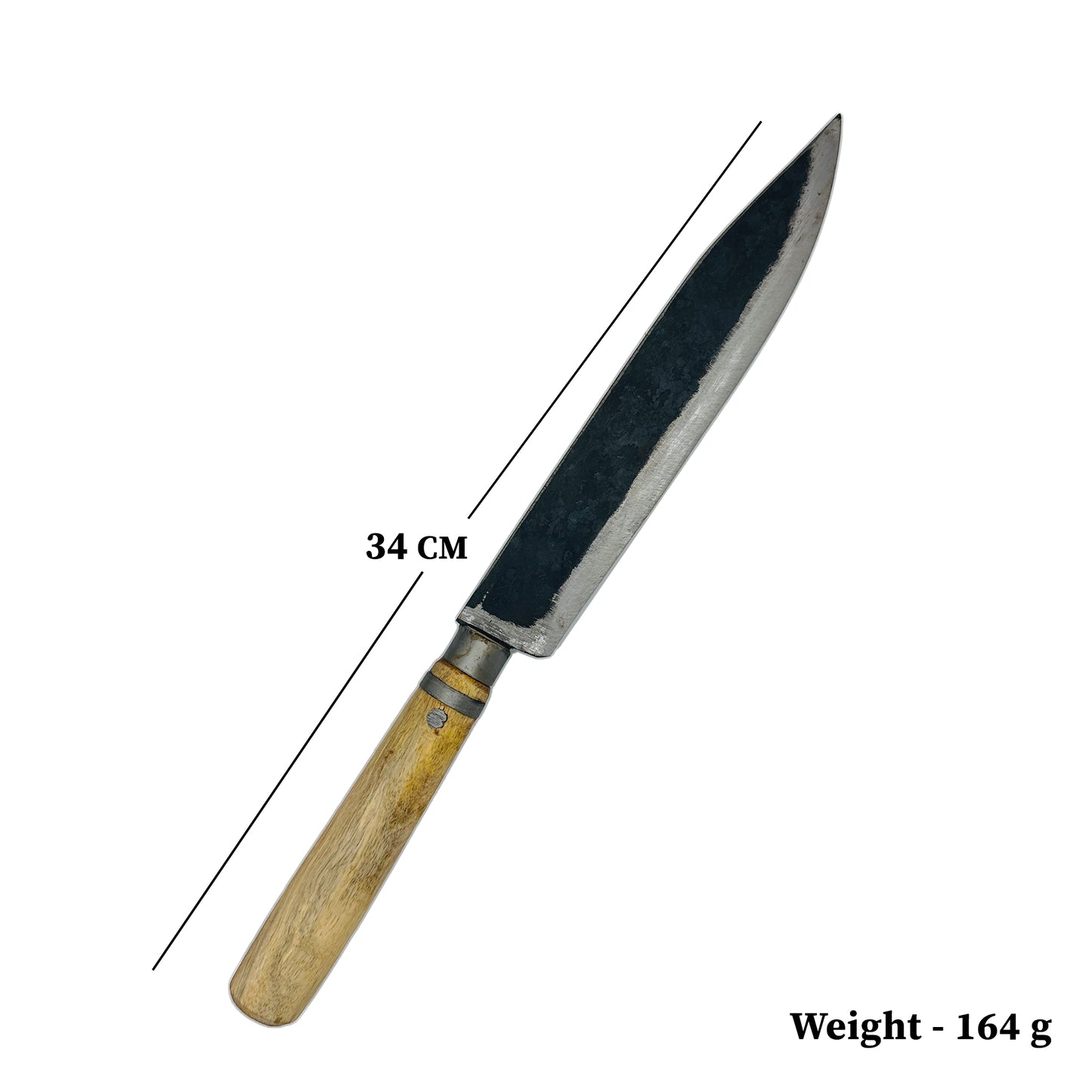 Handmade Forged Kitchen Knife | Multipurpose car leaf Knife for Cutting Meat, Fish & Vegetables | Medium Size | Traditional Knife with Wooden Handle (Brown)