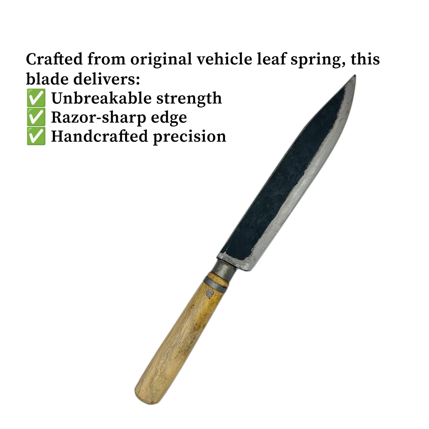 Handmade Forged Kitchen Knife | Multipurpose car leaf Knife for Cutting Meat, Fish & Vegetables | Medium Size | Traditional Knife with Wooden Handle (Brown)