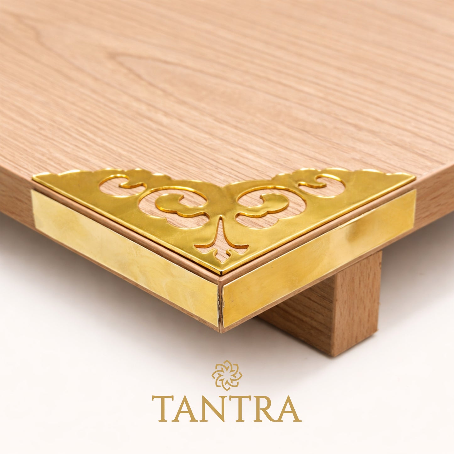 Tantra Handcrafted Wooden Pooja Chowki – Traditional Decor for Home Temple & Puja Rituals (50*35)