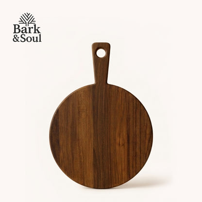 Bark & Soul Teakwood Chopping Board Round Premium Wooden Cutting Board