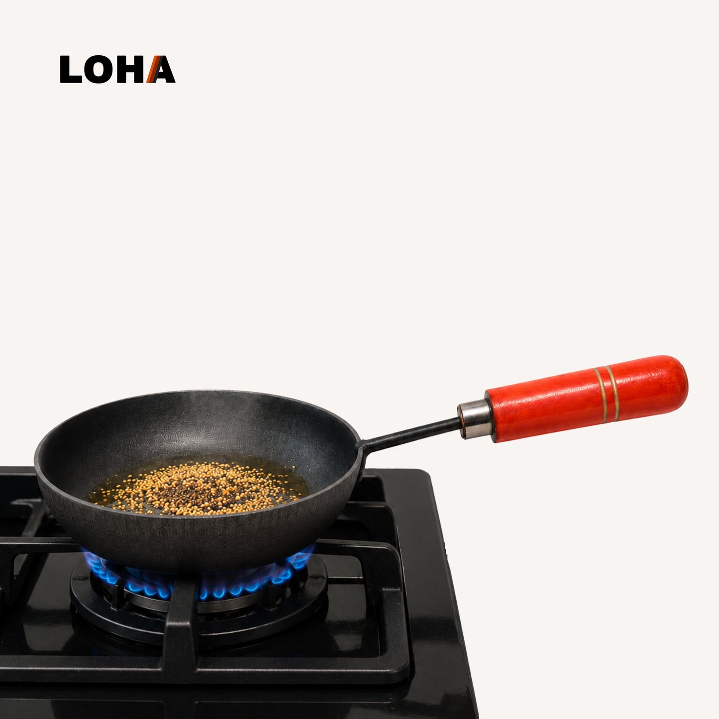 Loha Pre-Seasoned Tadka Pan, Compatible with Gas | Toxin-Free, Chemical Coating-Free