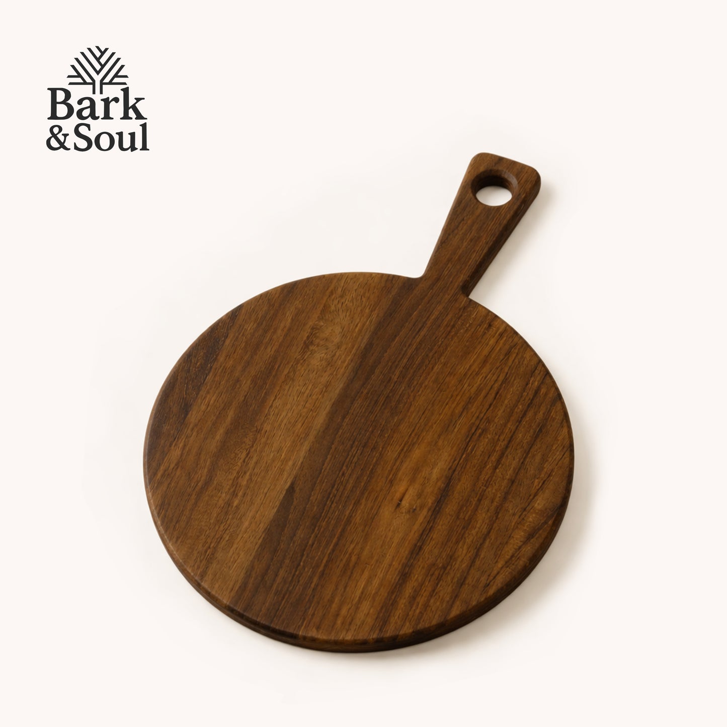 Bark & Soul Teakwood Chopping Board Round Premium Wooden Cutting Board