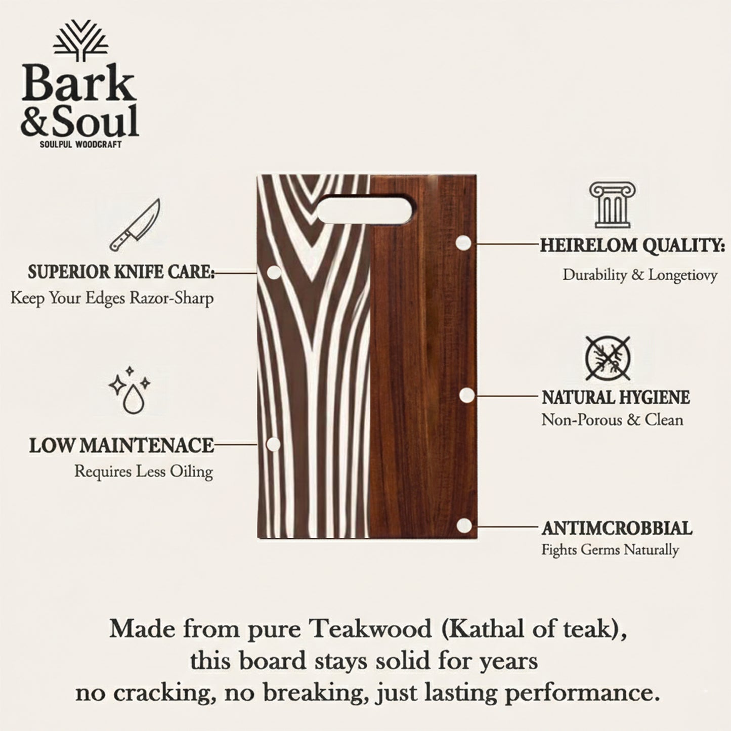 Bark & Soul Teakwood Chopping Board