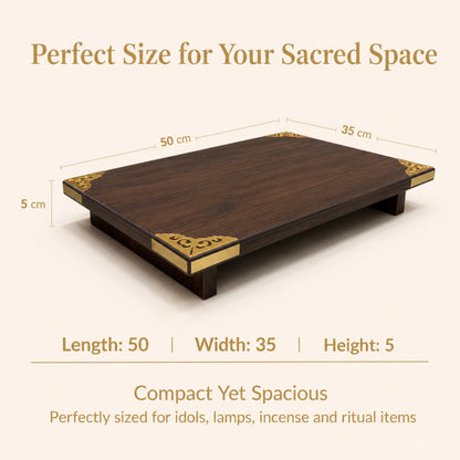 Wooden Pooja Chowki (50x35) Brown