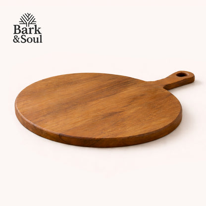 Bark & Soul Teakwood Chopping Board Round Premium Wooden Cutting Board