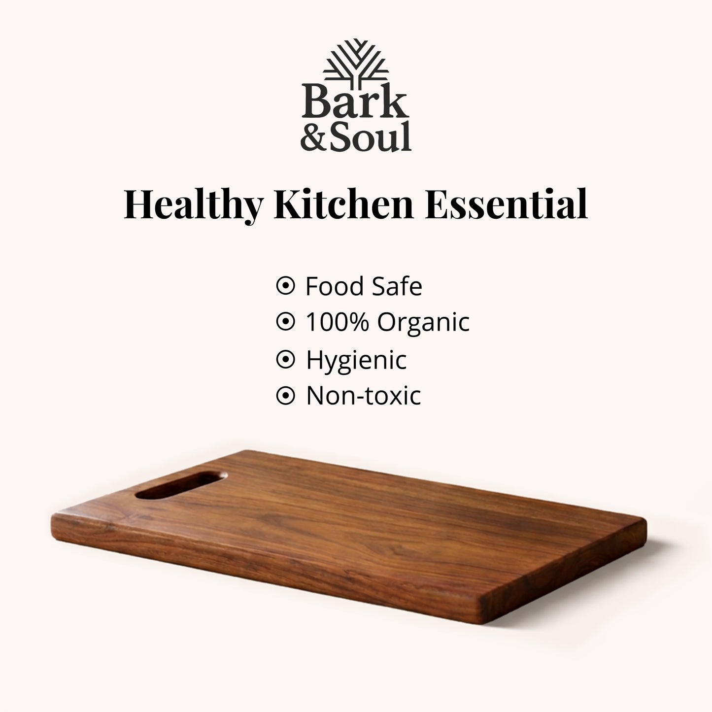 Bark & Soul Teakwood Chopping Board Square Premium Wooden Cutting Board