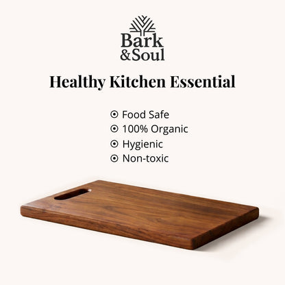 Bark & Soul Teakwood Chopping Board Square Premium Wooden Cutting Board