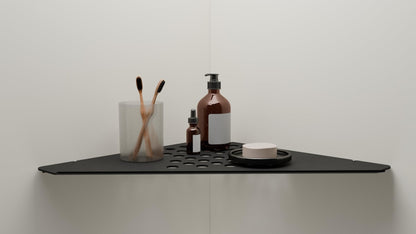 Geeth Influence Shimmery Aluminium Corner Shelf Black 300x300 MM , #6045 AL