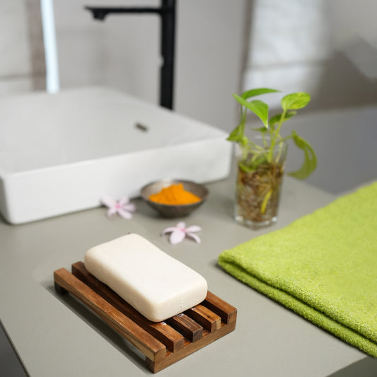 Bark and Soul Teak Wood Polished Soap Dish – Handmade, Waterproof & Reversible | Wooden Soap Holder for Bathroom, Kitchen & Shower | Eco-Friendly & Durable – Made in India