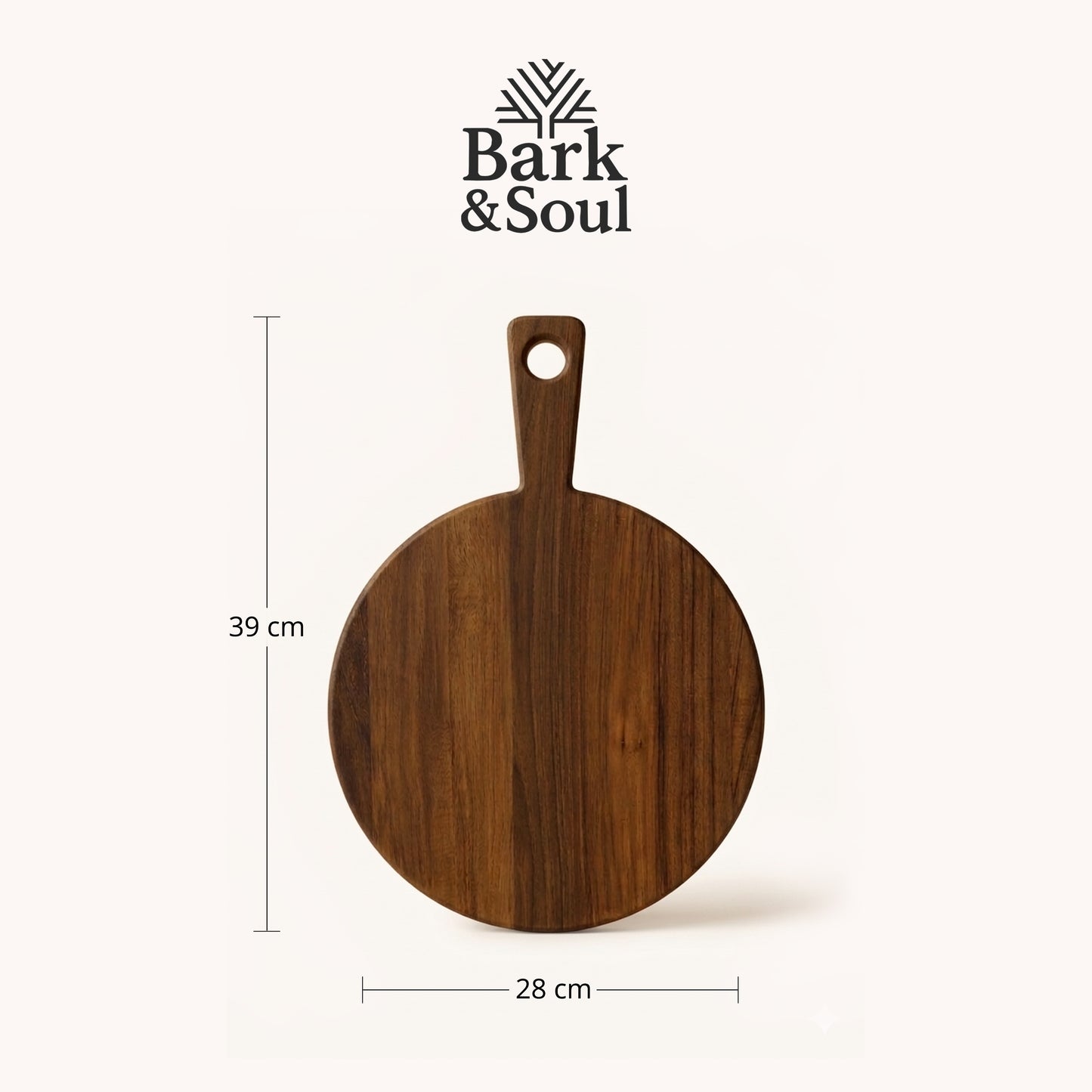 Bark & Soul Teakwood Chopping Board Round Premium Wooden Cutting Board