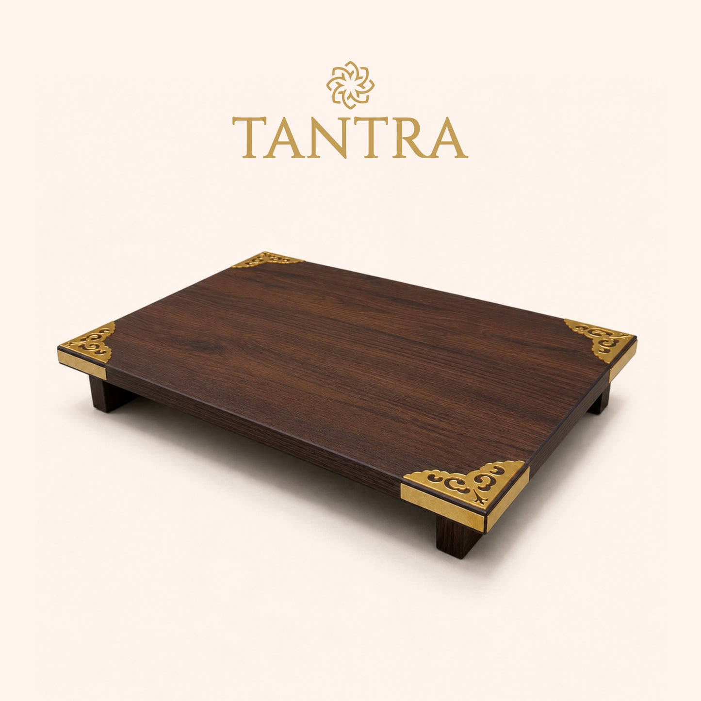 Wooden Pooja Chowki (50x35) Brown