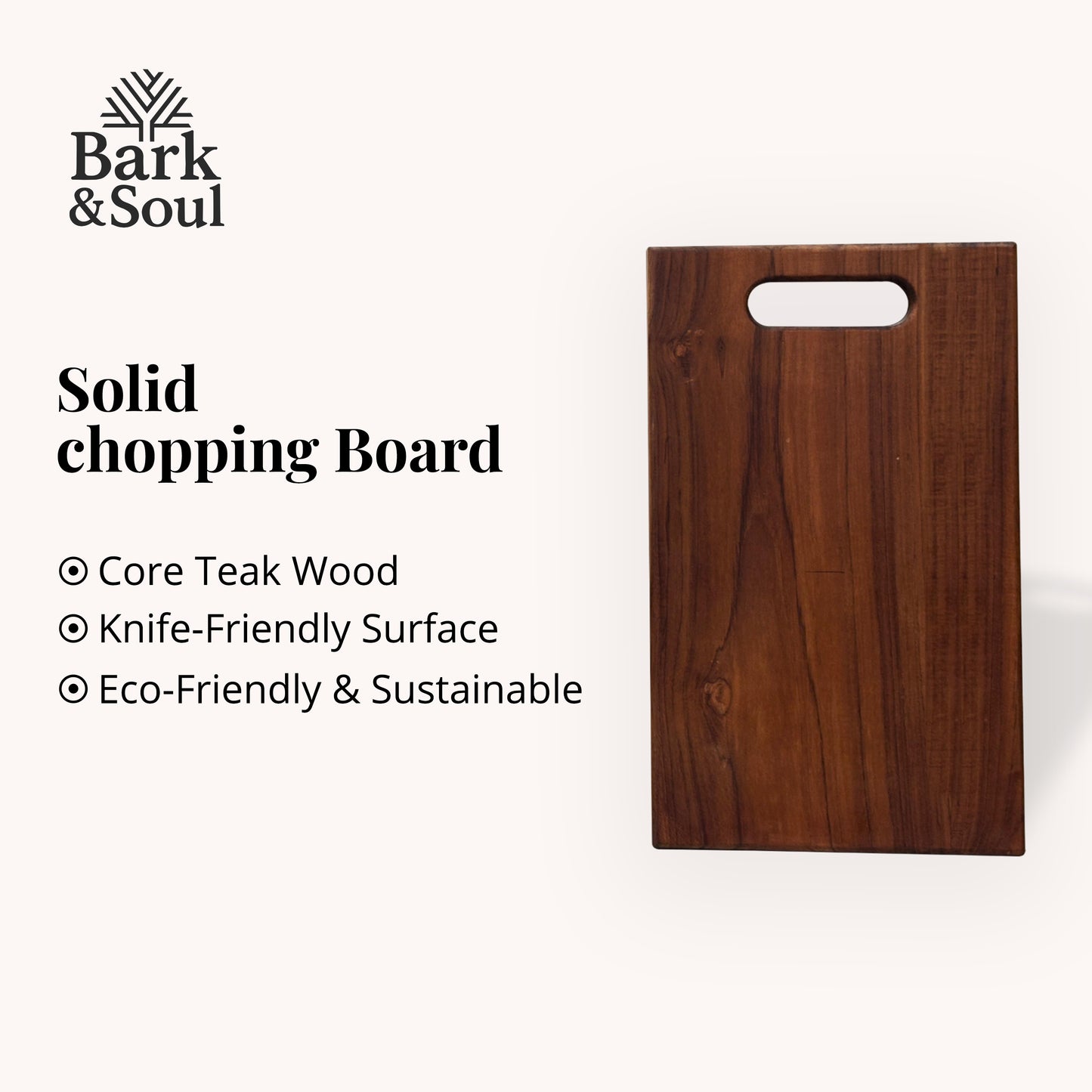 Bark & Soul Teakwood Chopping Board Square Premium Wooden Cutting Board