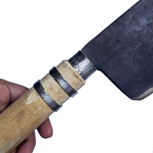 Heavy-Duty Traditional Meat Cleaver | Handmade High-Carbon Iron Steel Blade | Wooden Grip with Steel Ring Handle | Premium Butcher Knife