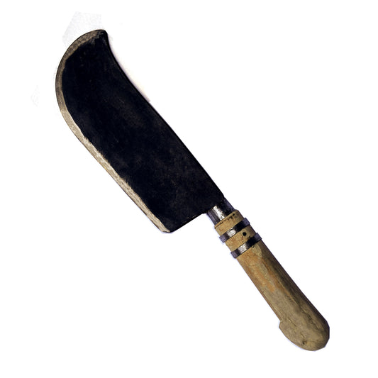 Loha Heavy-Duty Traditional Meat Cleaver | Handmade High-Carbon Iron Steel Blade | Wooden Grip with Steel Ring Handle | Premium Butcher Knife