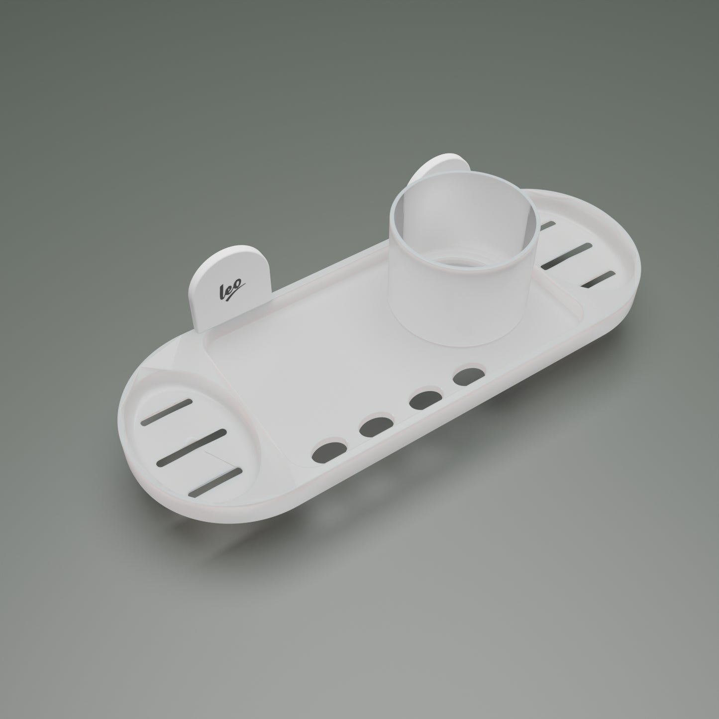Leo 3 in 1 ABS Wall Shelf | Soap Dish, Tooth Brush Holder and Tumbler Holder in One| White Multipurpose Wall Shelf