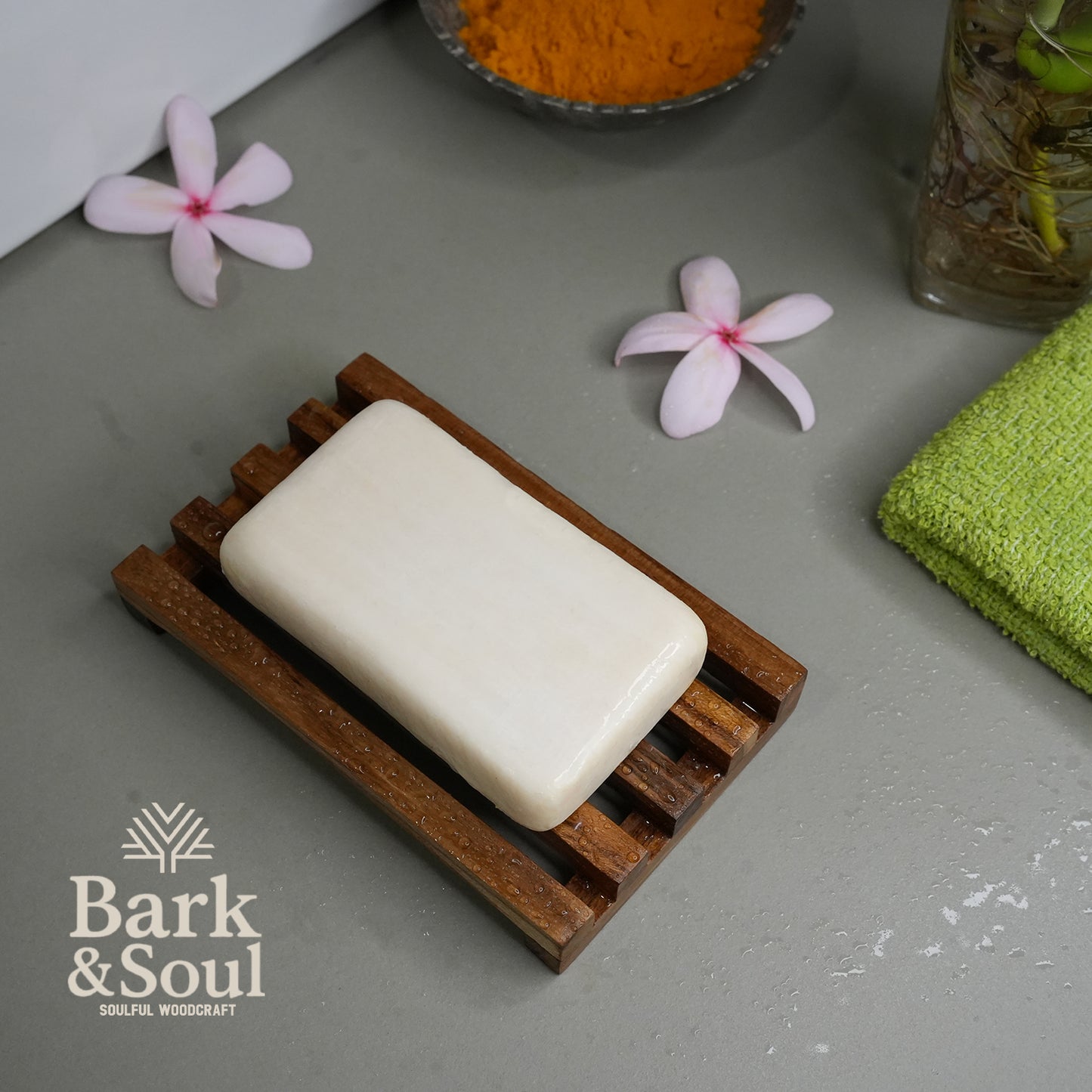 Bark and Soul Teak Wood Soap Dish