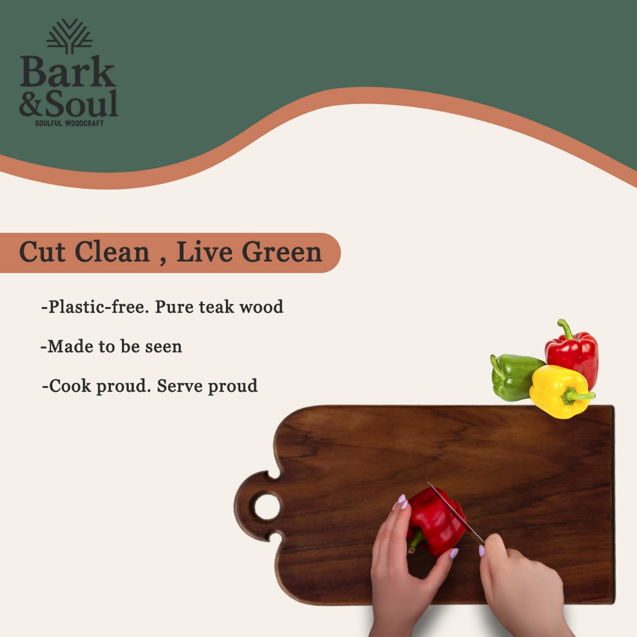Bark & Soul Teakwood Chopping Board