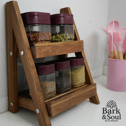 Brak & Soul Handmade Teak Wood Spice Rack
