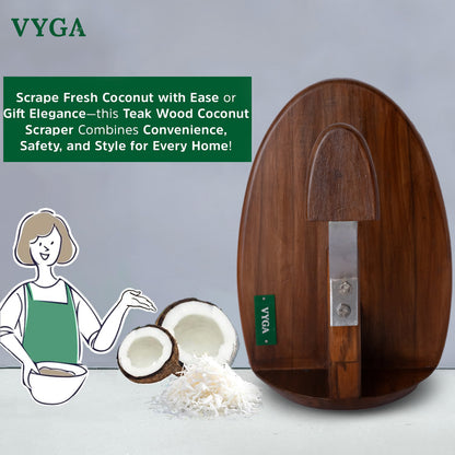Vyga CURVE Premium Teak Wood Coconut Scraper — Handcrafted in Kerala 🥥✨