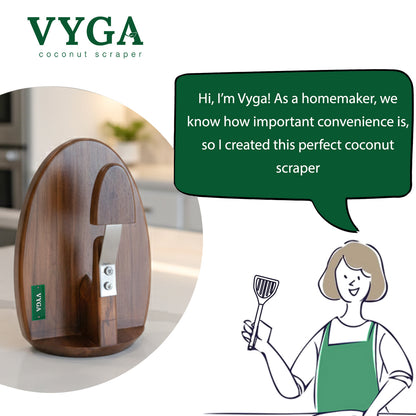 Vyga CURVE Premium Teak Wood Coconut Scraper — Handcrafted in Kerala 🥥✨