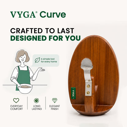 Vyga CURVE Premium Teak Wood Coconut Scraper — Handcrafted in Kerala 🥥✨