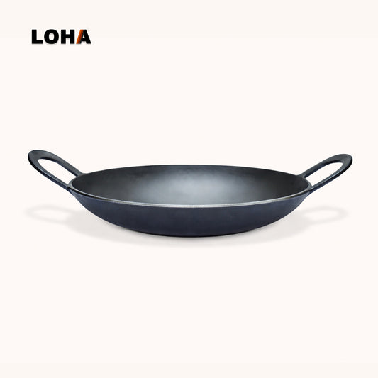 Loha Cast Iron Kadai | Heavy Duty Deep Fry Pan | 9 Inch