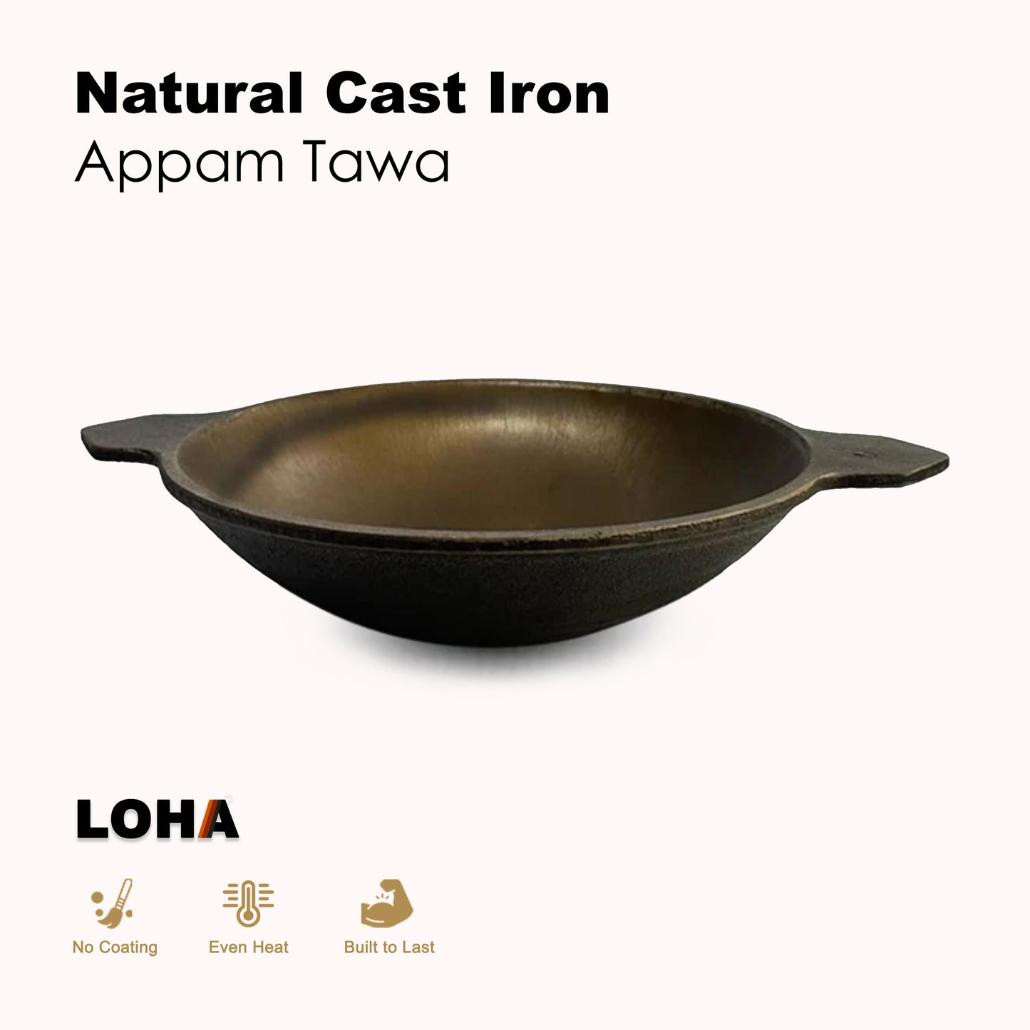 Loha Cast Iron Appam Tawa | 9 inch