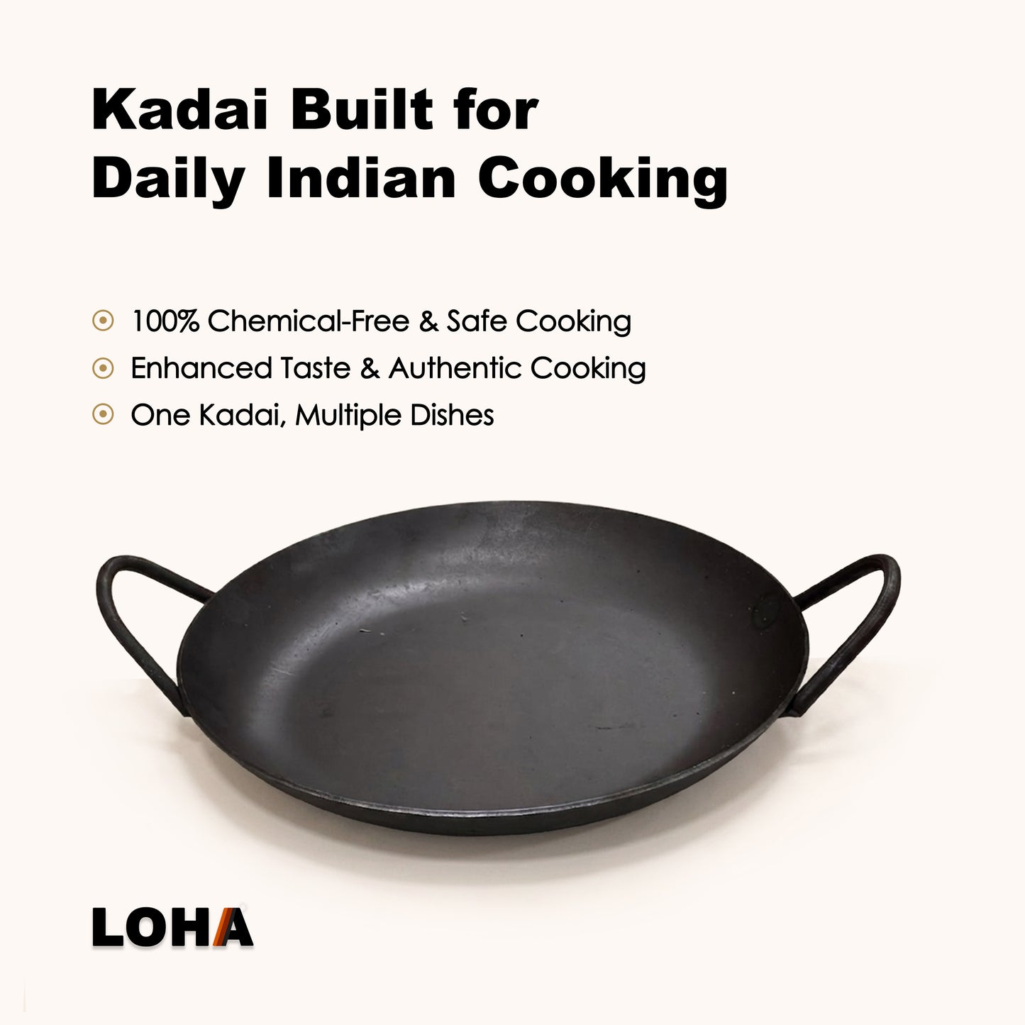 Loha Cast Iron Kadai | 10 Inch