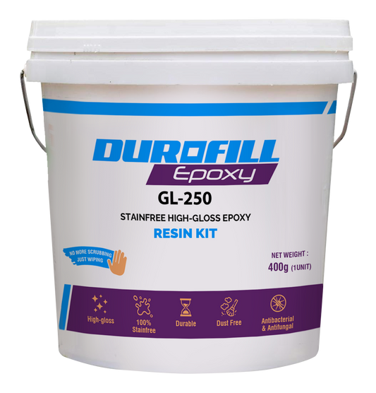 Durofill GL250 Glass Epoxy Resin Kit – Waterproof Tile Joint Made Easy (Recommended for Floor Use)