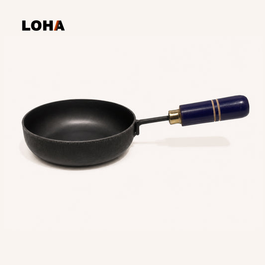 Loha Pre-Seasoned Tadka Pan, Compatible with Gas | Toxin-Free, Chemical Coating-Free
