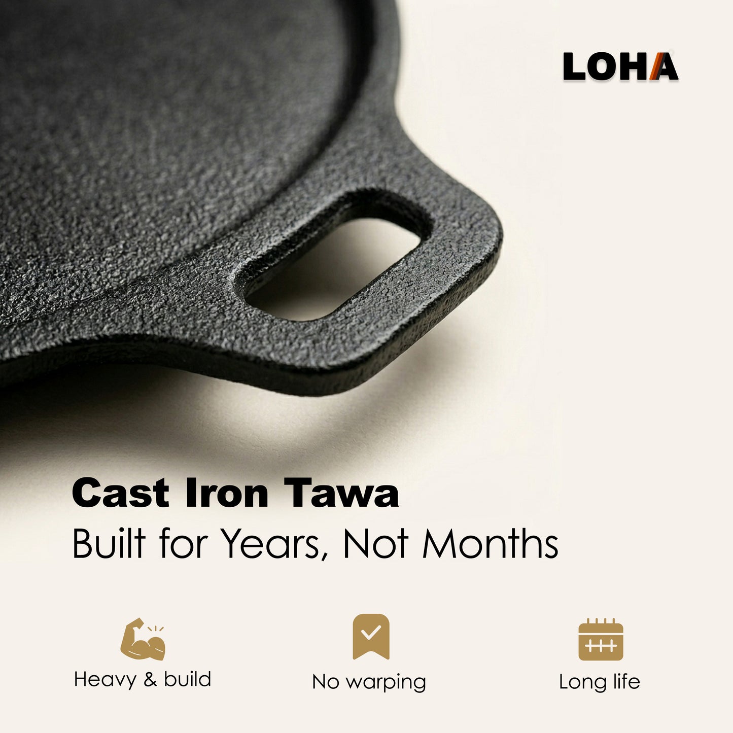 Loha Cast Iron Dosa Kallu | 10 Inch
